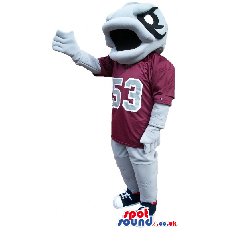Grey Fish Plush Mascot Wearing Sports Clothes With Number 53 -