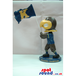Team Mascot Miniature Figurine With A Flag And Team Colors -