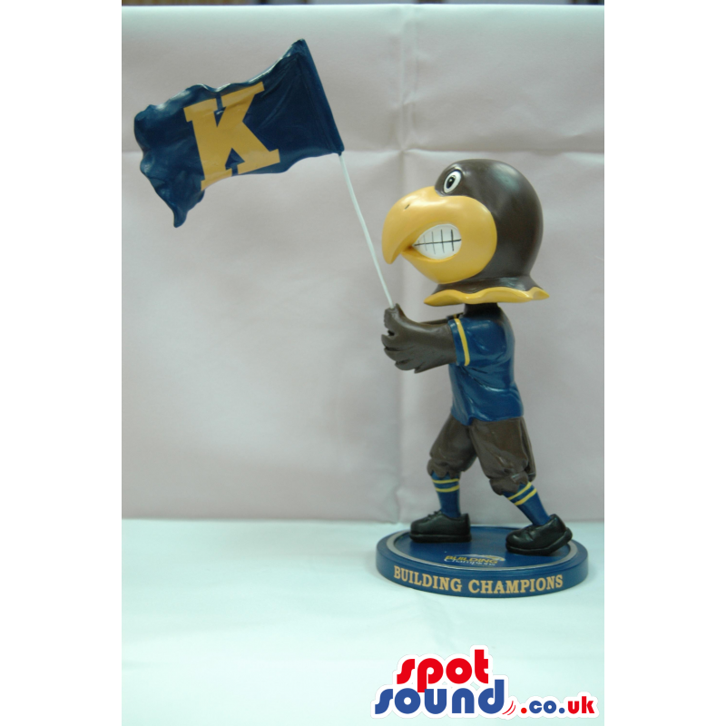 Team Mascot Miniature Figurine With A Flag And Team Colors -