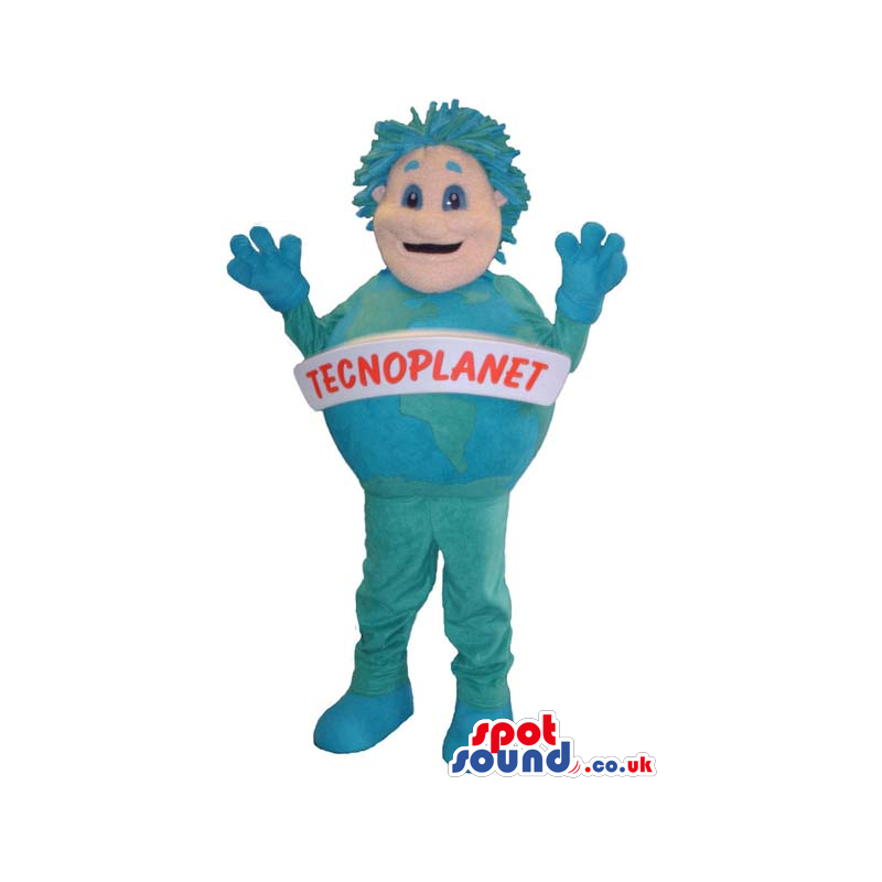 Blue Hairy Character Mascot With Space For Brand Names - Custom