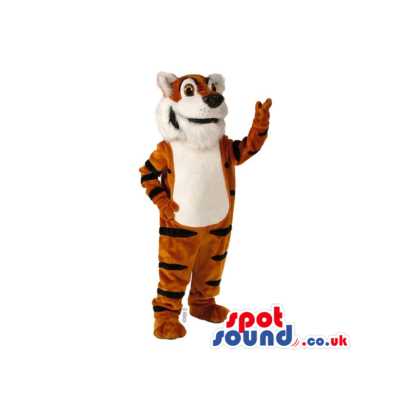 Tiger Animal Plush Mascot With A White Belly And Big Black Nose