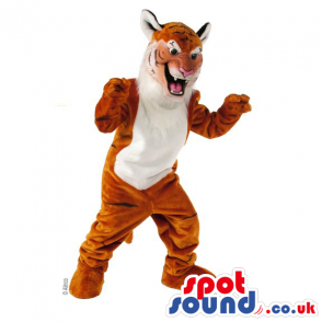 Tiger Animal Plush Mascot With A White Belly And Funny Face -