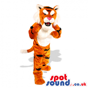 Tiger Animal Plush Mascot With A White Belly And Brows - Custom