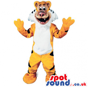Tiger Animal Plush Mascot With A White Belly And White Beard -