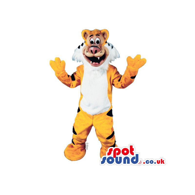Tiger Animal Plush Mascot With A White Belly And White Beard -