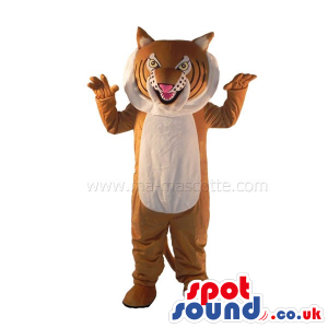Tiger Animal Plush Mascot With A White Belly And Big Head -