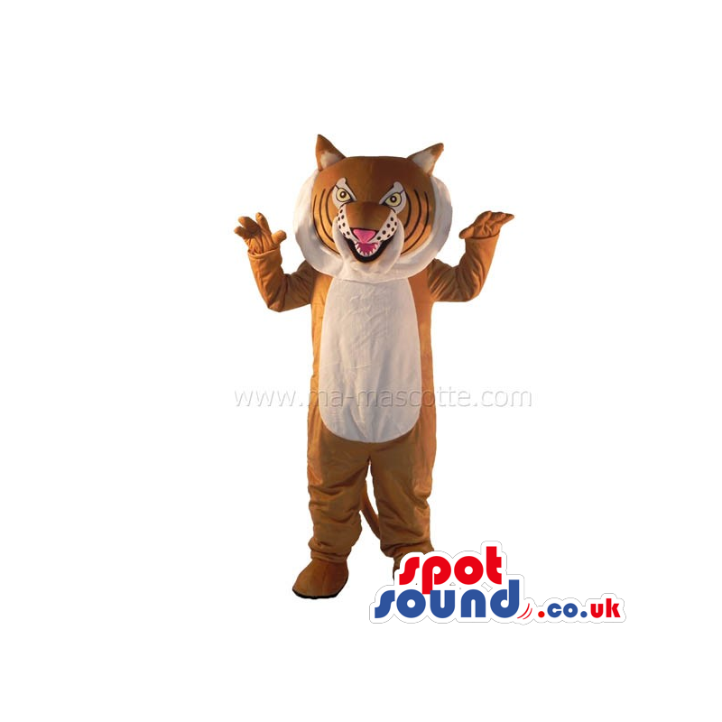 Tiger Animal Plush Mascot With A White Belly And Big Head -