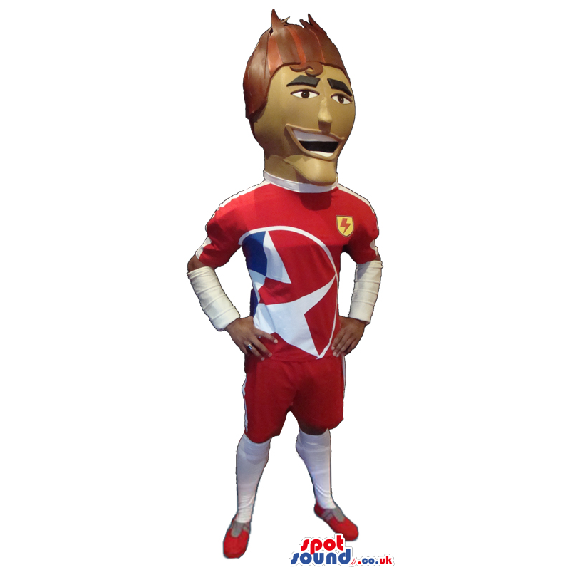 Human Character Mascot Wearing Football Player Clothes - Custom