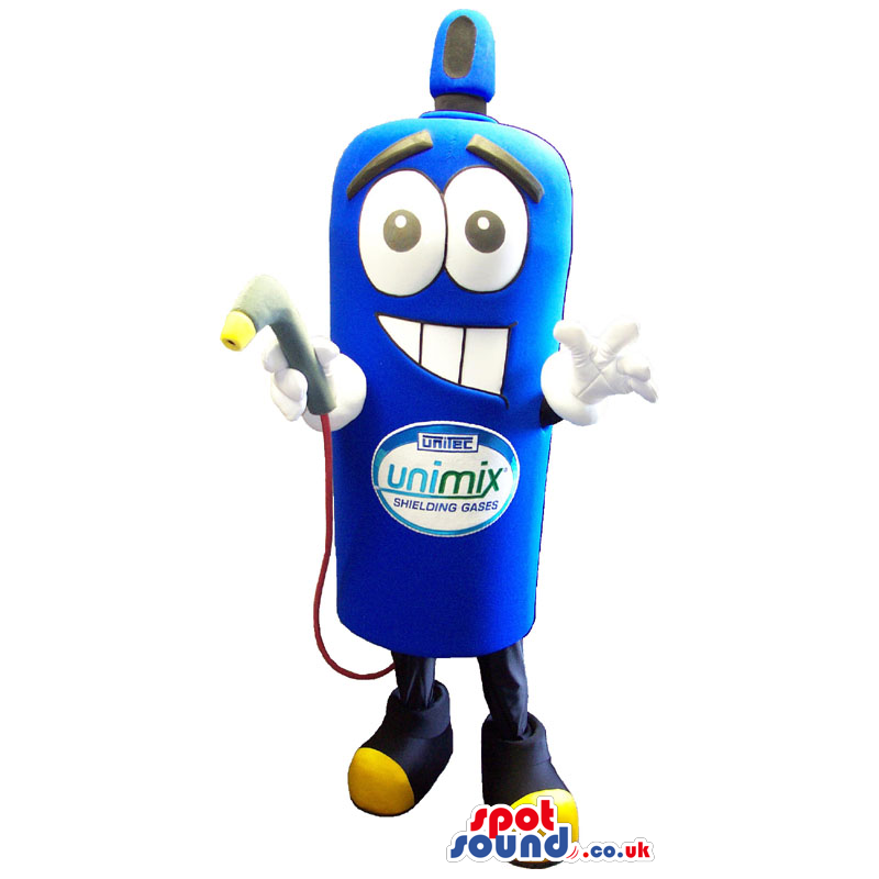 Blue Gas Bottle Object Character Mascot With Space For Logo -