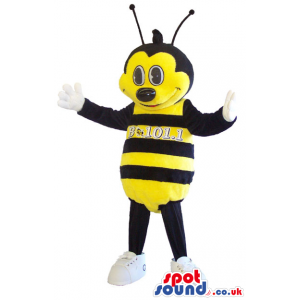 Yellow And Black Bee Insect Mascot With A Big Head And Eyes -