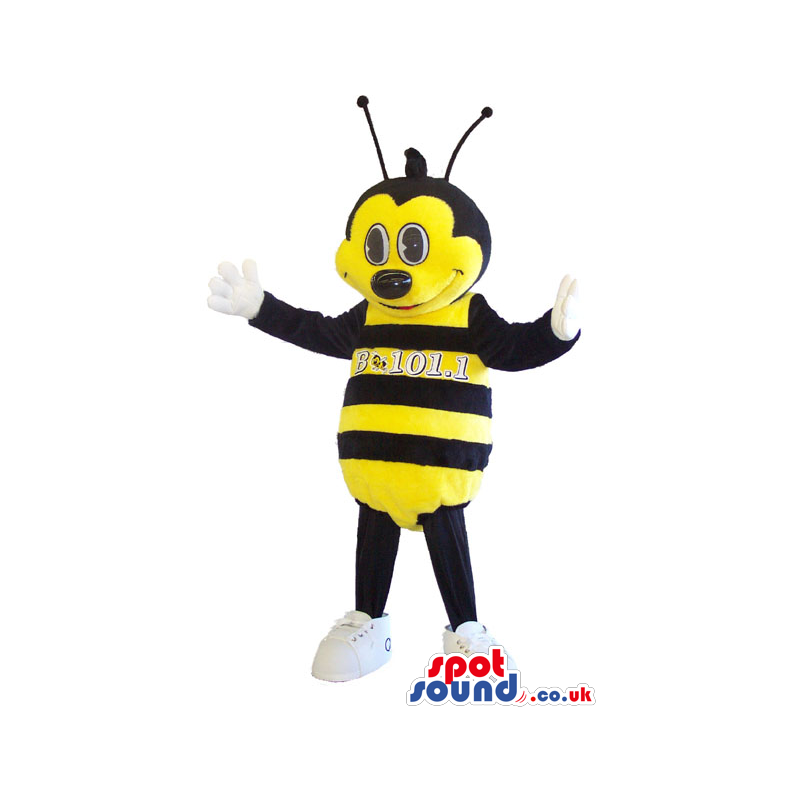 Yellow And Black Bee Insect Mascot With A Big Head And Eyes -