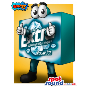 Blue Washing Powder Box Funny Mascot With Brand Name - Custom