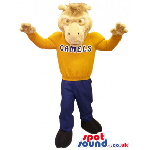 Light Brown Camel Plush Animal Mascot With Sports Sweatshirt -