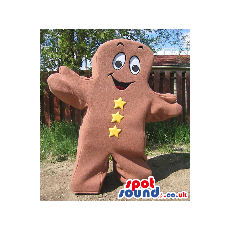 Brown Ginger Bread Man Or Chocolate Mascot With Buttons -