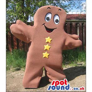 Brown Ginger Bread Man Or Chocolate Mascot With Buttons -