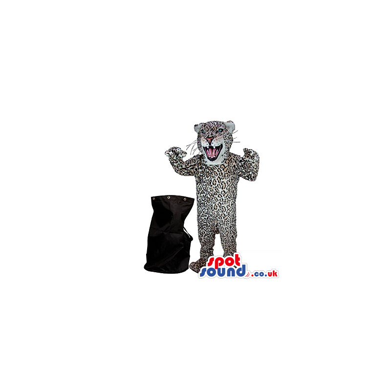 Black Rucksack Bag And Furious Tiger Plush Animal Mascot -