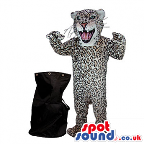 Black Rucksack Bag And Furious Tiger Plush Animal Mascot -