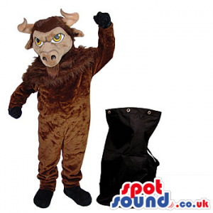 Black Rucksack Bag For Brown Bull Plush Animal Mascot - Custom