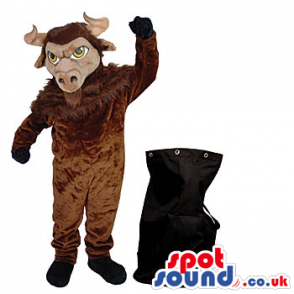 Black Rucksack Bag For Brown Bull Plush Animal Mascot - Custom