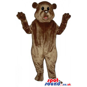 All Brown Plain Bear Animal Plush Mascot With Black Eyes -