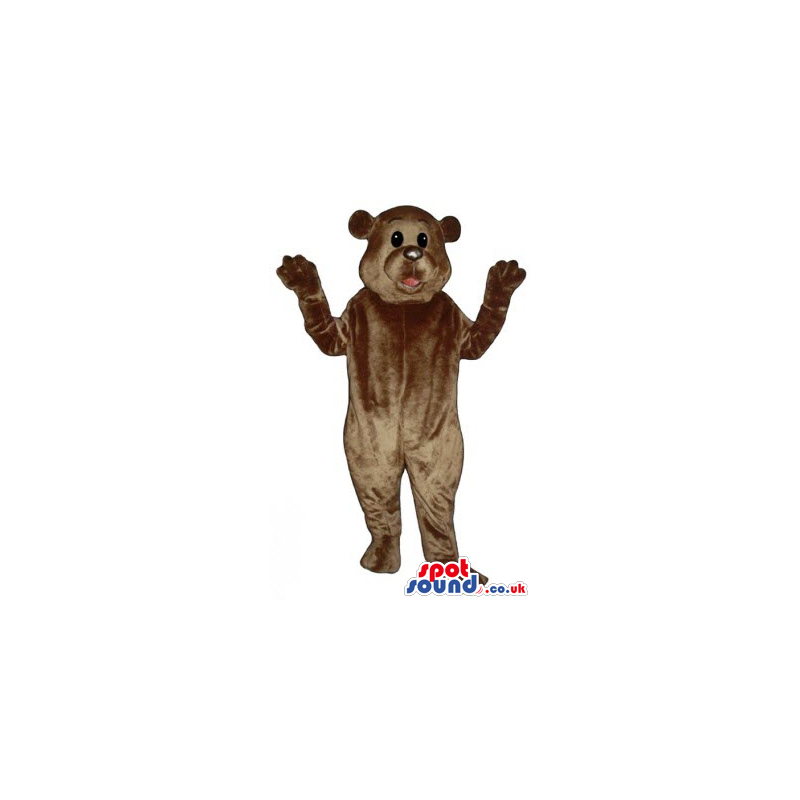 All Brown Plain Bear Animal Plush Mascot With Black Eyes -