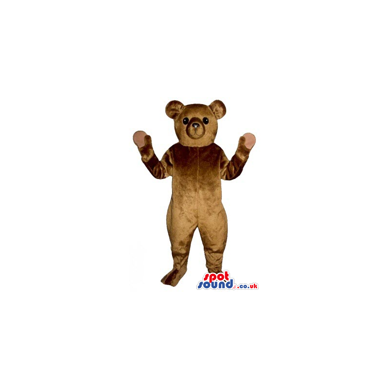 Classic Cute All Brown Teddy Bear Mascot With No Mouth - Custom