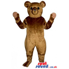 Classic Cute All Brown Teddy Bear Mascot With No Mouth - Custom