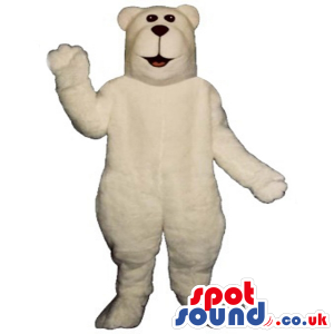All White Plain Polar Bear Mascot With Squared Head - Custom