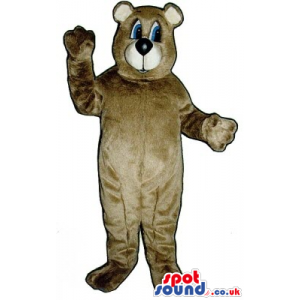 All Brown Bear Animal Plush Mascot With Blue Eyes And Beige