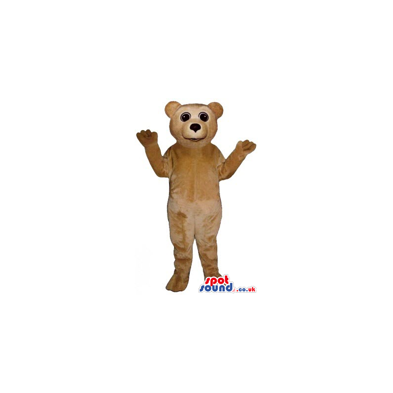 Light Brown Teddy Bear Animal Plush Mascot With Black Eyes -