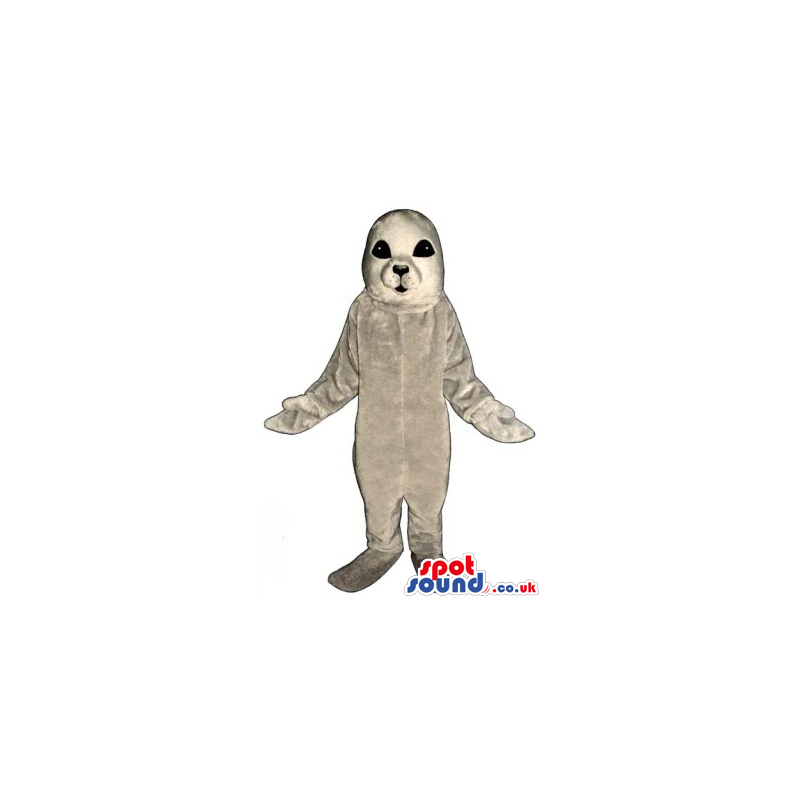 Customizable Grey Plush Seal Sea Animal Mascot With Black Eyes