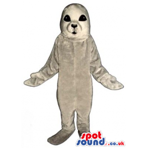 Customizable Grey Plush Seal Sea Animal Mascot With Black Eyes