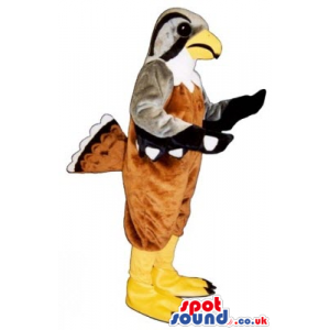 Brown And Grey Bird Wildlife Mascot With Yellow Legs - Custom