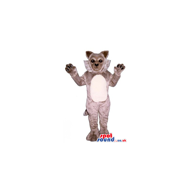 Grey Wildcat Plush Animal Mascot With A White Belly - Custom