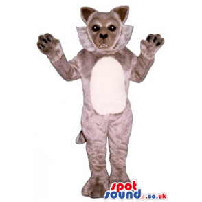 Grey Wildcat Plush Animal Mascot With A White Belly - Custom