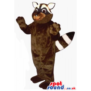 Dark Brown Raccoon Animal Plush Mascot With White Face