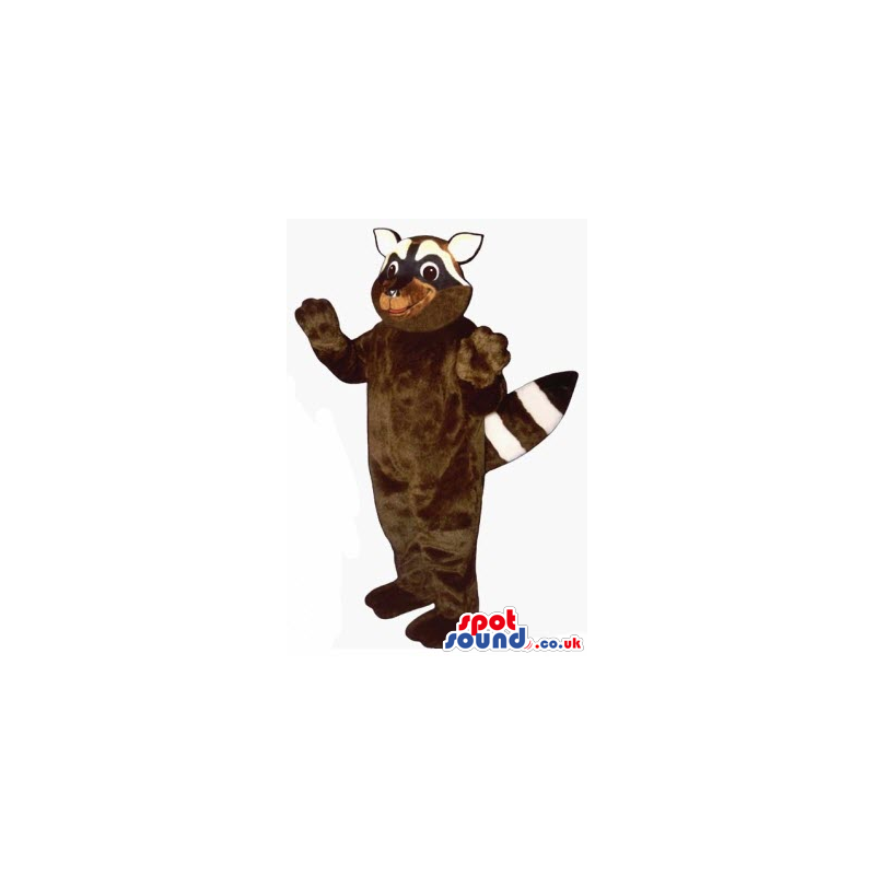 Dark Brown Raccoon Animal Plush Mascot With White Face - Custom