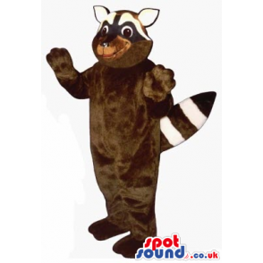 Dark Brown Raccoon Animal Plush Mascot With White Face - Custom