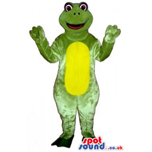 Green Frog Animal Plush Mascot With A Yellow Round Belly -