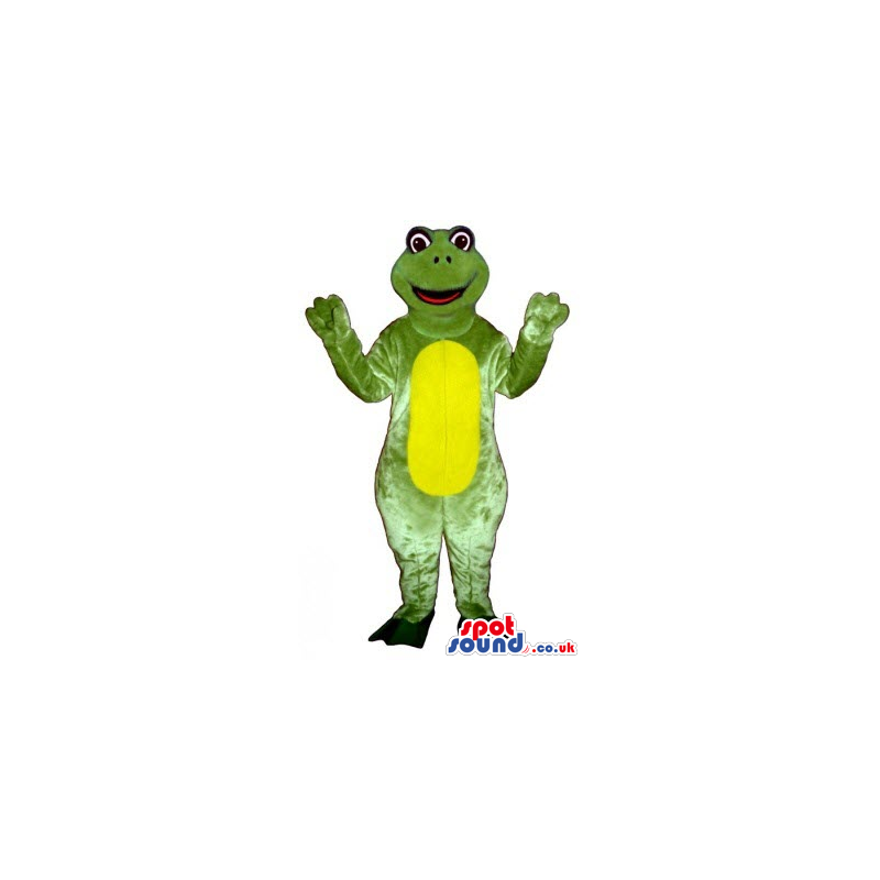 Green Frog Animal Plush Mascot With A Yellow Round Belly -
