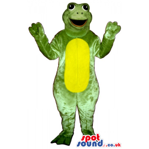 Green Frog Animal Plush Mascot With A Yellow Round Belly -