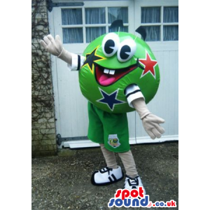 Green Ball With S Mascot Wearing Shorts With Logo - Custom