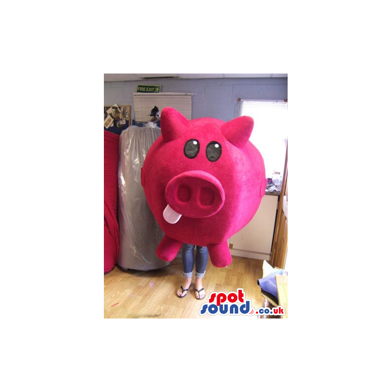 Large Piggy Bank Plush Animal Mascot With A Tongue - Custom