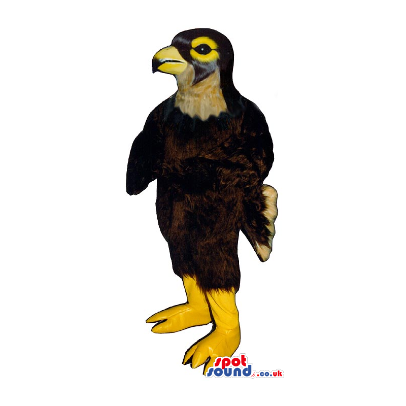 Amazing Brown Bird Mascot With Yellow Beak And Legs - Custom