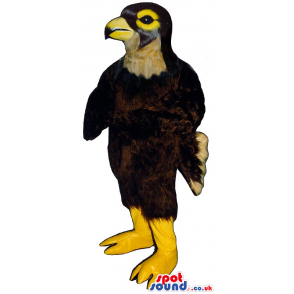 Amazing Brown Bird Mascot With Yellow Beak And Legs - Custom