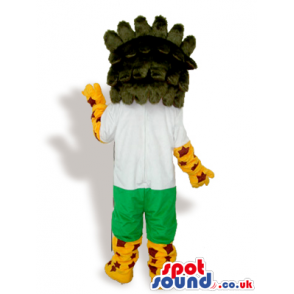 Fantasy Tiger Animal Mascot With S Wearing Green Shorts -