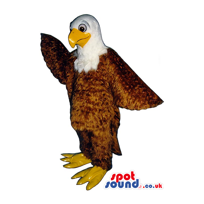 Brown And White Eagle Bird Mascot With Special Shinny Plush -