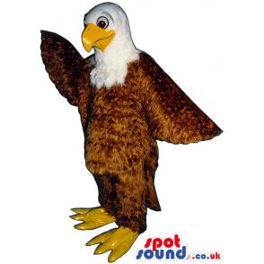 Brown And White Eagle Bird Mascot With Special Shinny Plush -