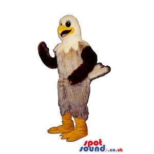 Funny Beige Hairy Bird Mascot With An American Eagle Head -