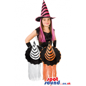 Witch Hat With Hair For Halloween Disguise In 3 Available